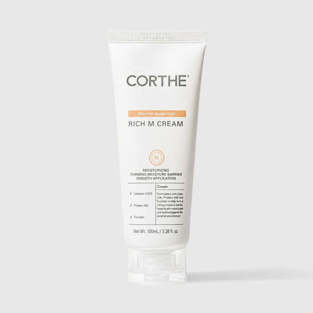 Corthe Rich M Cream tube on a white background